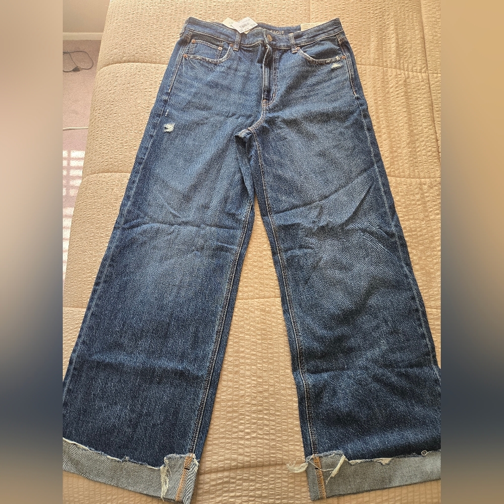 American Eagle Outfitters Blue Super High-Rise Baggy Wide Leg Jeans